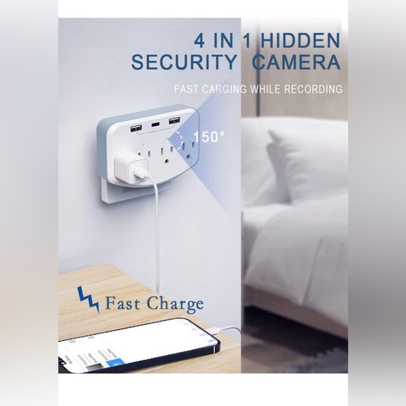 Hidden Camera WiFi Spy Wall Charger Nanny Cam with USB Fast Charger Outlet HD 10 - Picture 3 of 9